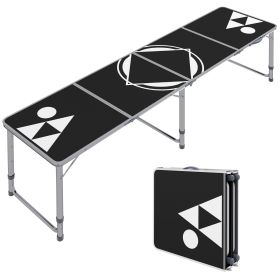 Outsunny 8ft Portable Beer Pong Table with Adjustable Legs, Folding Camping Table, Aluminum Picnic Table, for Party, Travel, BBQ, Beach