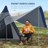 Outsunny 15.4'x15.4'x8.5' Teepee Tent, Waterproof Camping Tent with Porch Area, Floor and Carry Bag, for 2-3 Person Outdoor Backpacking Camping Hiking