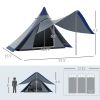 Outsunny 15.4'x15.4'x8.5' Teepee Tent, Waterproof Camping Tent with Porch Area, Floor and Carry Bag, for 2-3 Person Outdoor Backpacking Camping Hiking