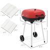 Outsunny Portable Charcoal Grill with Bottom Shelf, BBQ Smoker with Wheels and Adjustable Vents on Lid for Picnic Camping Backyard Cooking, Black