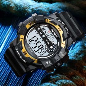 Cool Luminous Men Sport Watch High-end Silicone Strap Military Wrist Watch Led Calendar Waterproof Digital Watch reloj de hombre (Color: 808 gold, size: 1)